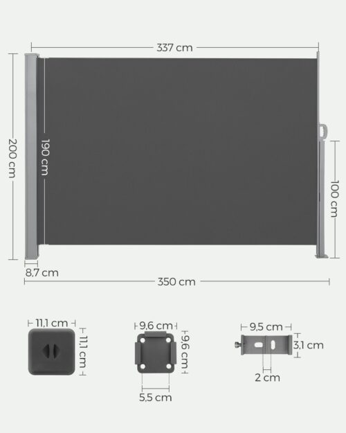 Külgmarkiis 200 x 350 cm antratsiit - Image 2